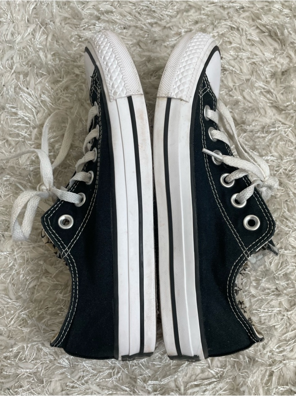 Converse Chuck Taylor All Star Low Top Sneakers Double Tongue Floral Black White - Picture 13 of 14
